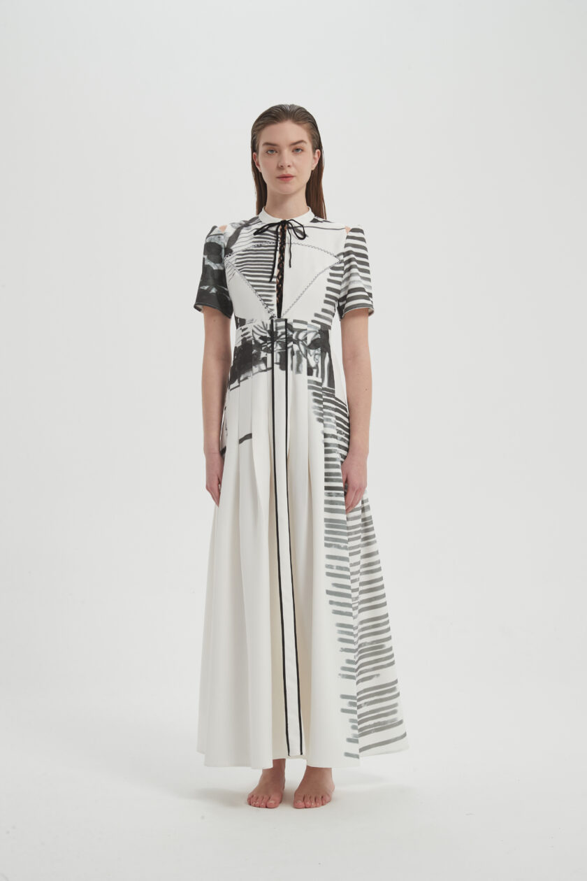 Waisted printed dress