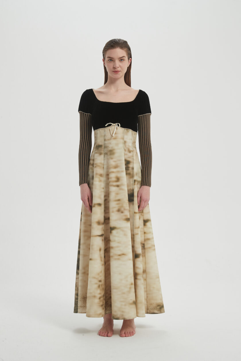 Waisted printed dress