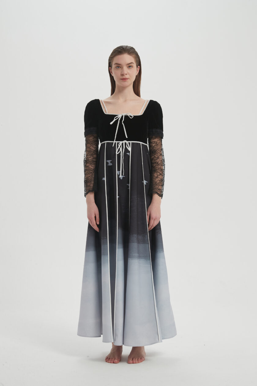 Laced sleeve dress