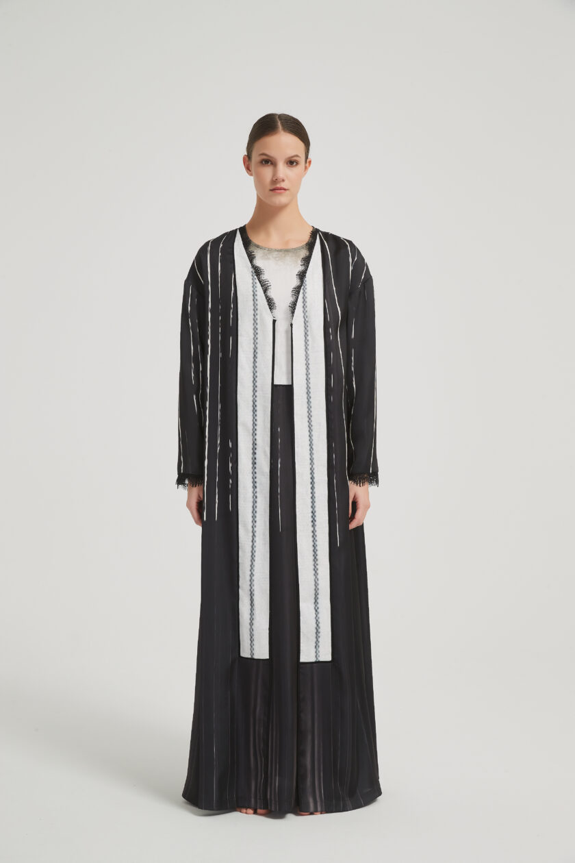 White on Black Abaya