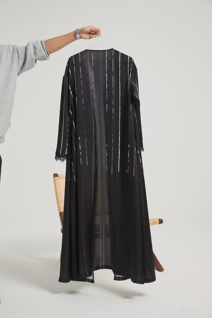 White on Black Abaya - Image 7